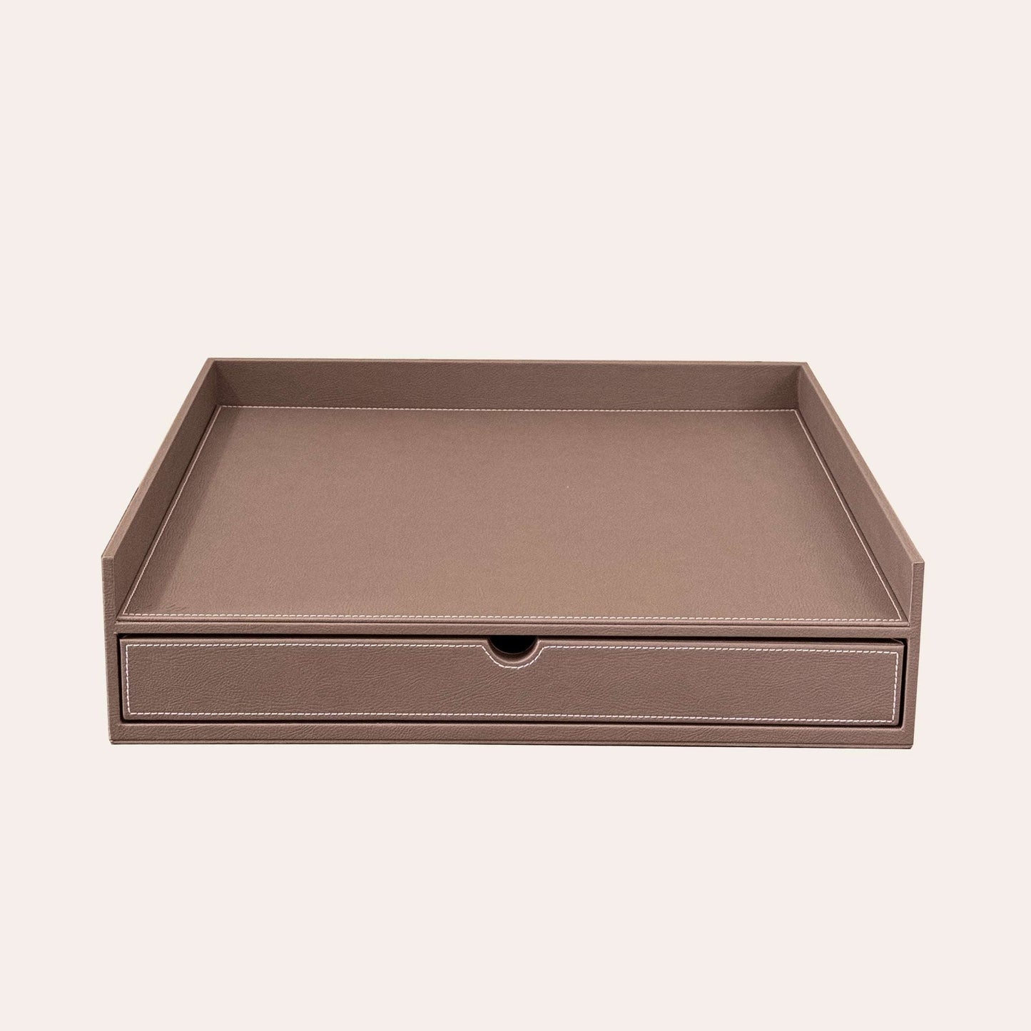 Tray With Drawer - Taupe