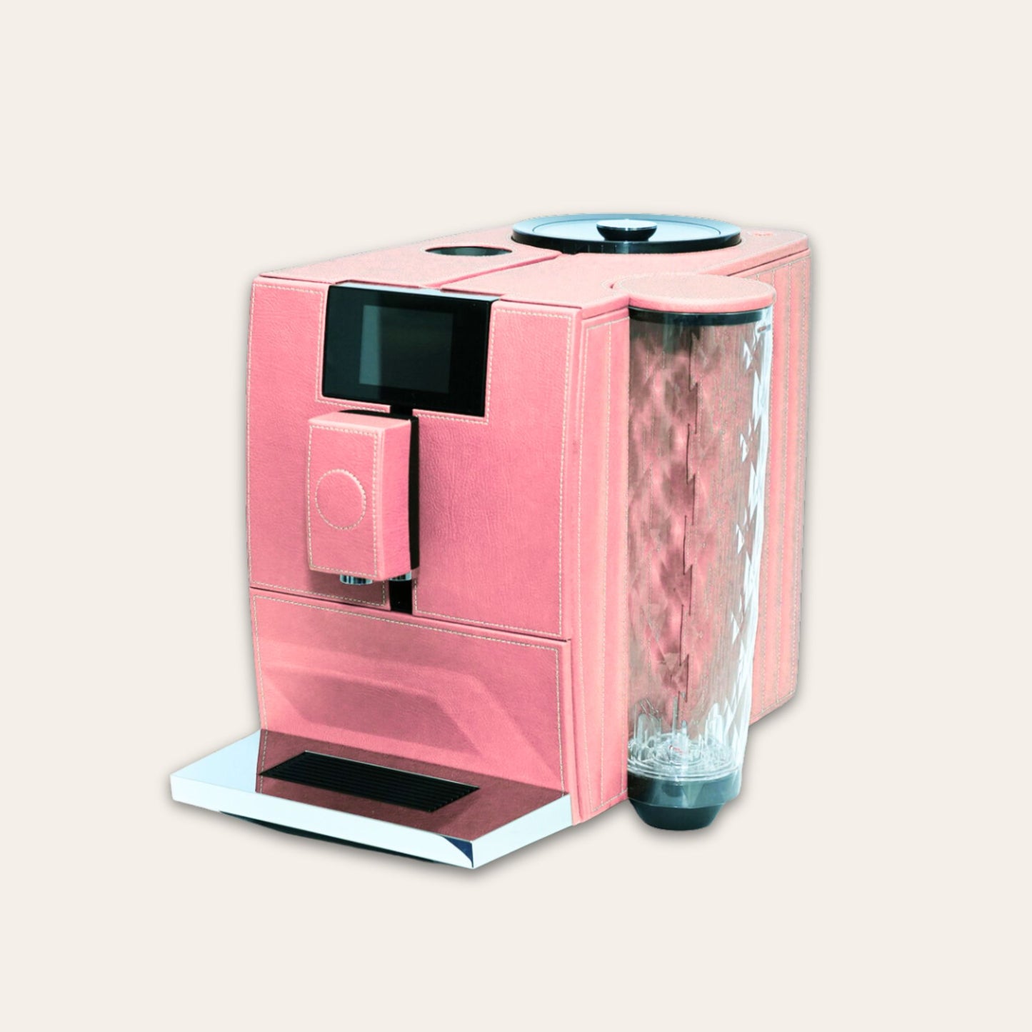 Jura Ena 8 luxury Coffee machine for your home. Covered in baby pink vegan leather - handmade in the UAE