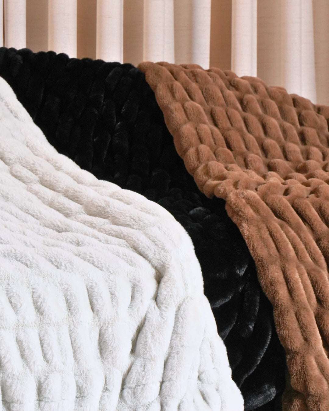faux fur ultra soft ​Fluff - Desert Taupe Throw Blanket - The Good Guy