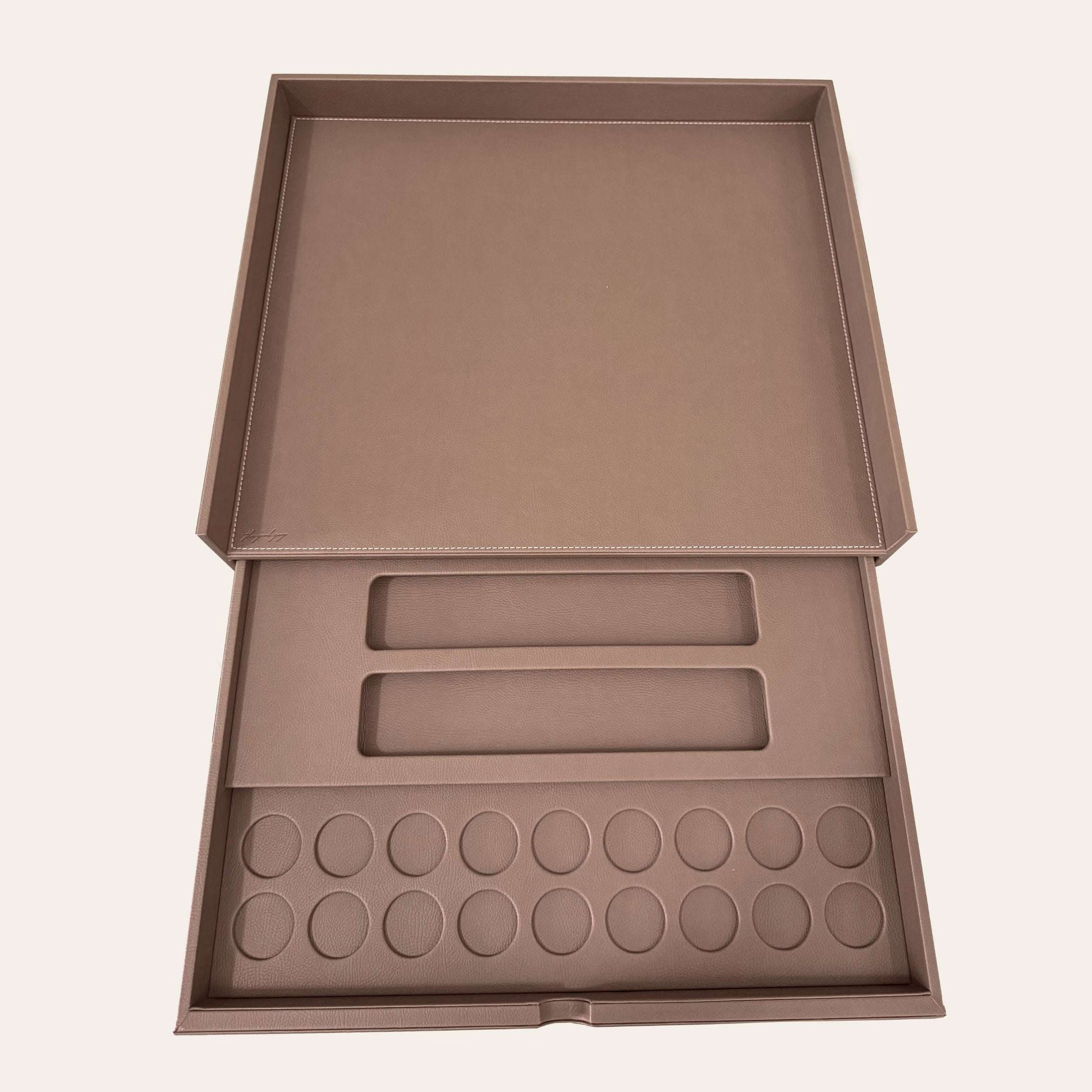 Tray With Drawer - Taupe