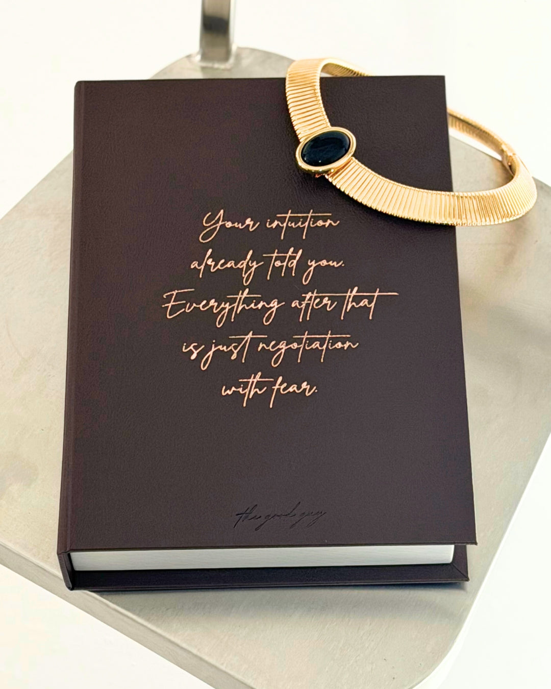 Brown Jewelry Box with inspirational quote on outside