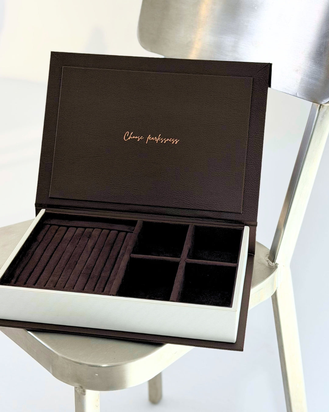 Brown Jewelry Box with rich velvet lined compartments