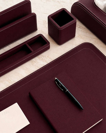 leather wrapped ​Luxe Desk Set - The Good Guy - Burgundy (New)