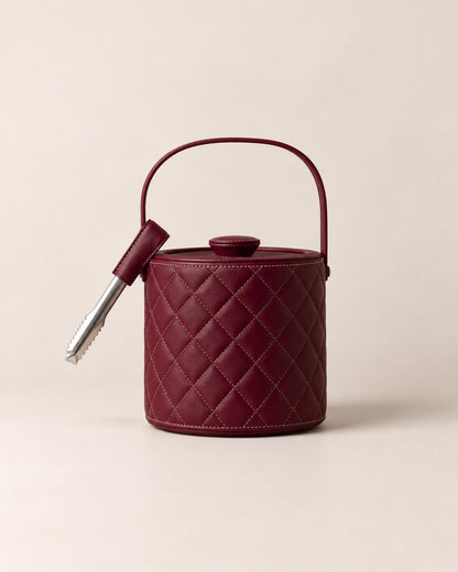 burgundy leather wrapped ​Luxe Ice Bucket - The Good Guy