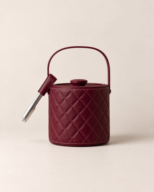 burgundy leather wrapped ​Luxe Ice Bucket - The Good Guy