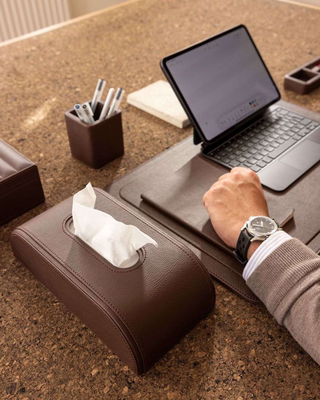 leather wrapped ​Luxe Desk Set - The Good Guy