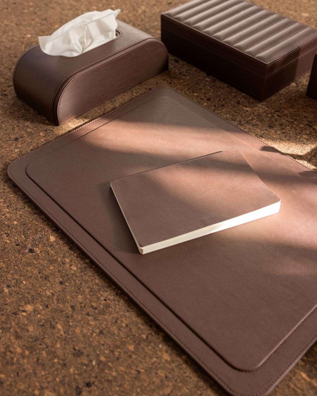leather wrapped ​Luxe Desk Set - The Good Guy - Brown