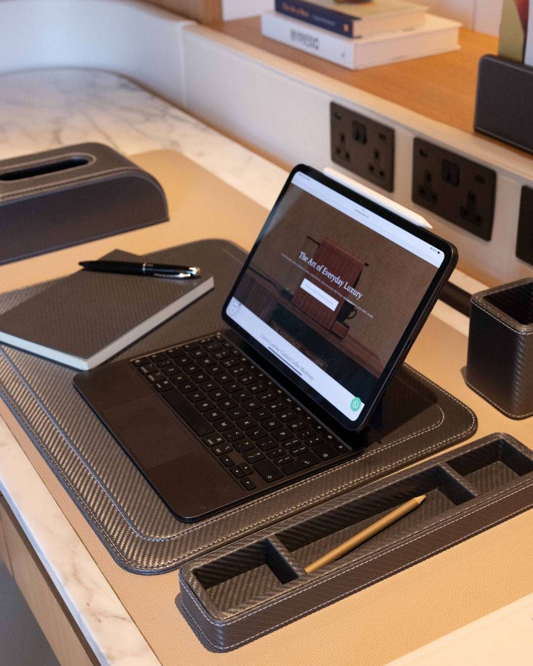 leather wrapped ​Luxe Desk Set - The Good Guy
